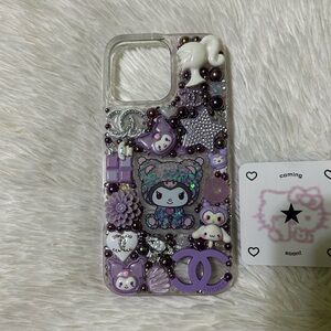 Handmade iPhone 16 Pro Max Junk Case Kuromi Cinnamoroll Sanrio Luxury Kawaii Y2K